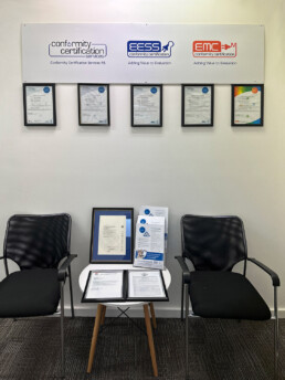 A view of the reception area of the new Conformity Certification Services office