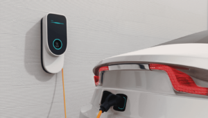 A car being charged at an EV charging point